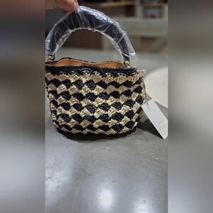 A New Day Black and Tan Woven Shoulder Bag